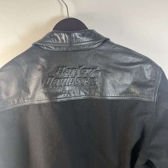 Harley Davidson Canvas Leather Jacket Size Medium Biker Embossed - Picture 7 of 9